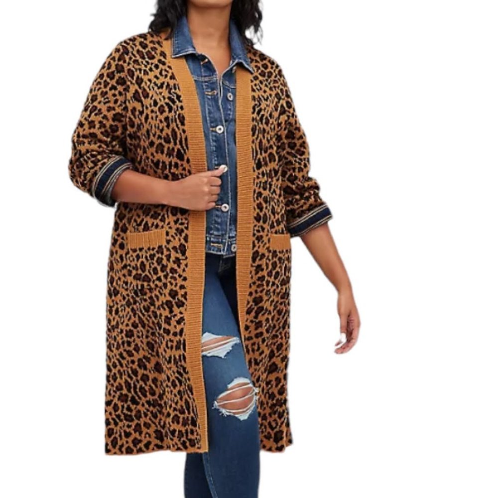 Torrid Leopard Cardigan Duster Sweater NEW sz 3X - 22 - 24